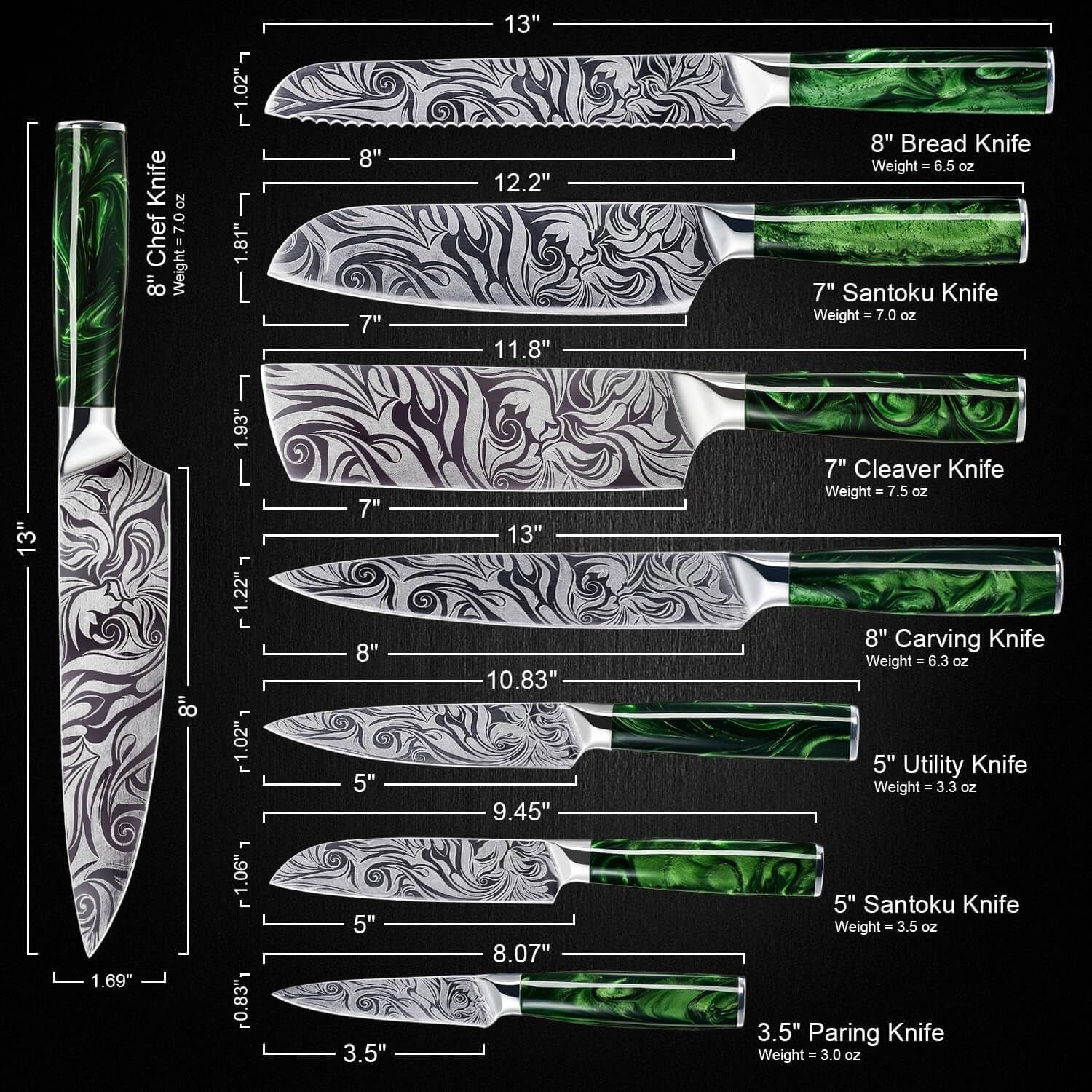 senken-14-piece-wasabi-japanese-kitchen-knife-set-8-piece-chef-knife-set-with-6-matching-serrated-steak-knives