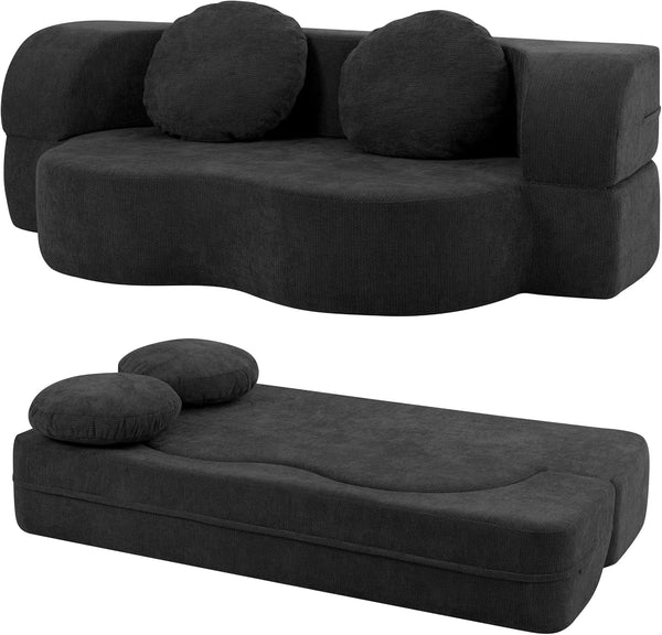 78" Convertible Sofa Bed, Sleeper Boneless Futon Sofa, Black10