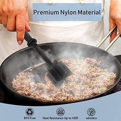 Meat Chopper Ground Beef Masher Tool for Hamburger | 5 Curve Blades Heat Resistant Meat Masher Tool, Turkey and More, Nylon Hamburger Chopper Utensil Non-Scratch Utensils-Black3