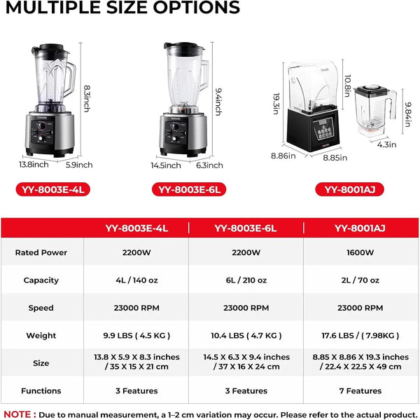 210 Oz / 6 L Commercial Blender, Heavy Duty Industrial Blender with Adjustable Speed & Timer Function, 2200W Countertop Blender with 23000RPM for Ice Crushing, Frozen Drinks, Milkshakes,110V9
