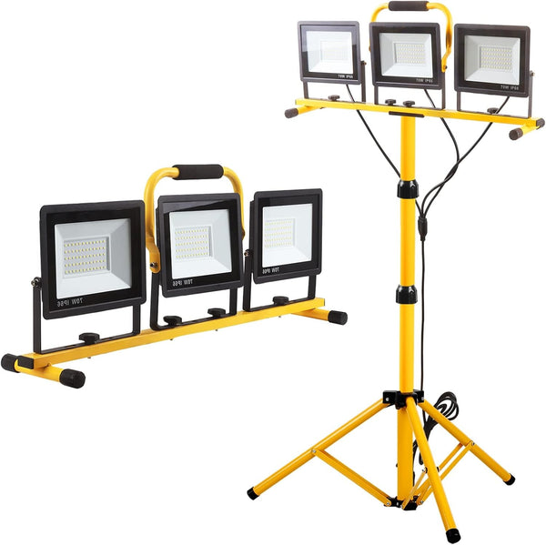22000 Lumen Work Lights with Stand, 3 Head Portable LED Work Light, with Adjustable&Foldable Tripod Stand, IP66 Waterproof Lamp for Outdoor Indoor Job Site Workshop Garage Construction Site Lighting1