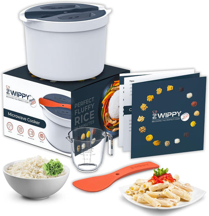 Microwave Rice Cooker Steamer and Pasta Cooker with Strainer - Mess-Free Design, Dishwasher Safe, Cooks up to 8 Cups1