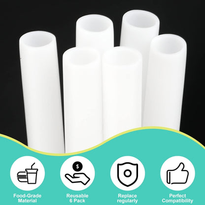 6PCS Replacement Straws for Owala Water Bottle 24 Oz 32 Oz Accessories | Reusable Plastic Straws with Cleaning Brush for Cup 24Oz 32Oz Travel Tumbler Parts for Sports Bottle (White)7