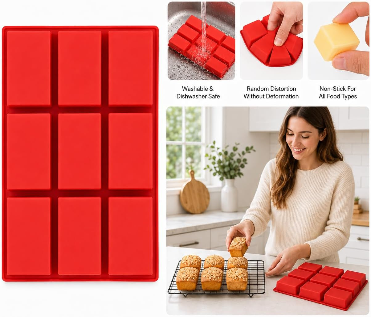 mini-loaf-pans-silicone-8-cavity-nonstick-mini-bread-loaf-pan-for-baking-cornbread-brownies-cheesecake-chocolate-small-loaves-oven-safe-reusable-bakeware-red-1-pack