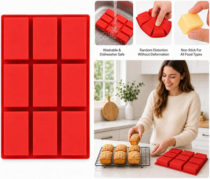 Mini Loaf Pans Silicone, 8-Cavity Nonstick Mini Bread Loaf Pan for Baking Cornbread, Brownies, Cheesecake, Chocolate, Small Loaves, Oven Safe Reusable Bakeware (Red, 1 Pack)5