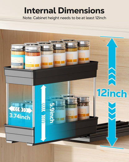 2 Tier Vertical Spice Rack Pull Out for Cabinet-4-1/3 Inch Wide3