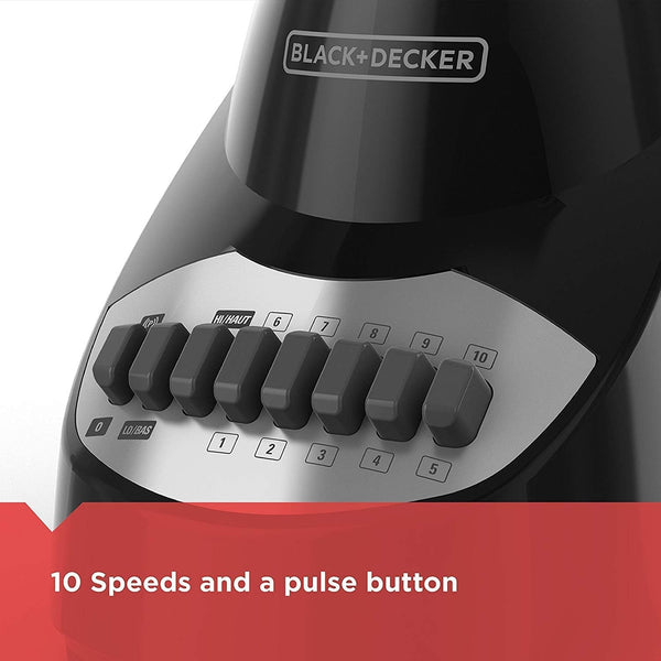 BLACK+DECKER Countertop Blender with 6-Cup Glass Jar, 10-Speed Settings, Black, BL2010BG4