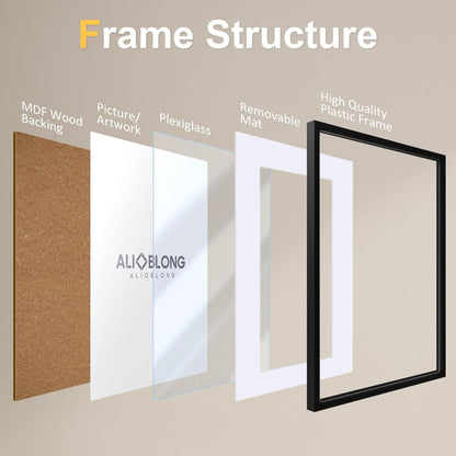 5X7 Black Plastic Picture Frame 6Pk 4X6 Mat Acrylic Sheet4