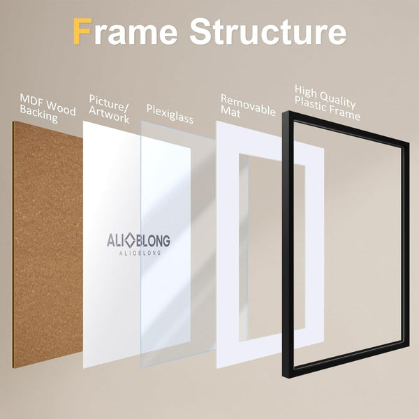 5X7 Black Plastic Picture Frame 6Pk 4X6 Mat Acrylic Sheet4