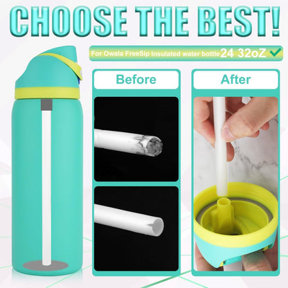 6PCS Replacement Straws for Owala Water Bottle 24 Oz 32 Oz Accessories | Reusable Plastic Straws with Cleaning Brush for Cup 24Oz 32Oz Travel Tumbler Parts for Sports Bottle (White)6