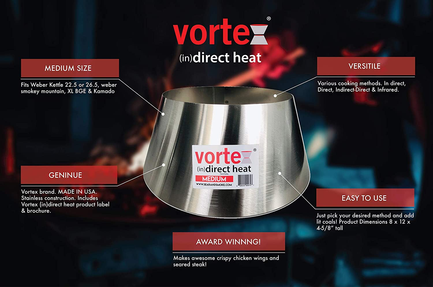 vortex-in-direct-heat-for-charcoal-grills-medium-size-for-weber-kettle-22-26-75-wsm-smokey-mountain-xl-kamado-xl-big-green-egg