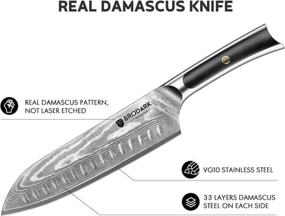 3PCS Damascus Chef Knife Set, VG10 Full Tang, Pakkawood Handle2