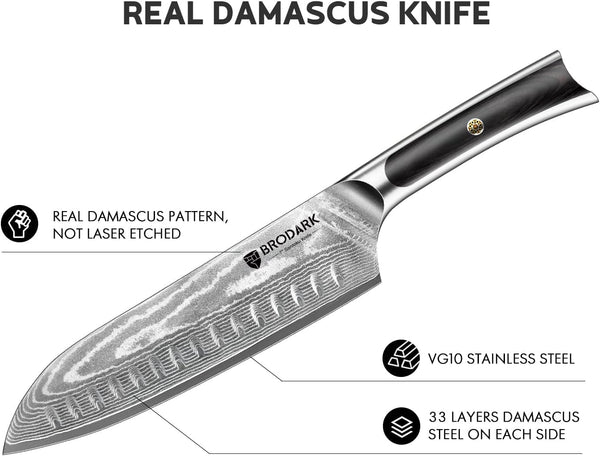3PCS Damascus Chef Knife Set, VG10 Full Tang, Pakkawood Handle2