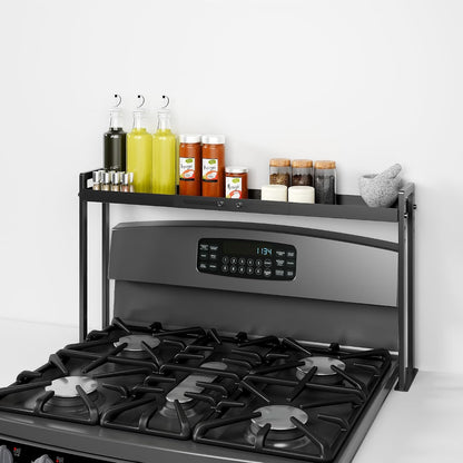 Adjustable Stove Top Shelf, 4-Level Spice Rack, Black1