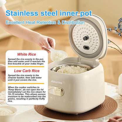 5 Cup 2.5L Low Suger Rice Cooker with 304 Stainless Steel Inner Pot, Healthy for 2-3-Person Households, Office Workers & Low Carb Dieters, Exercisers and the Elderly2