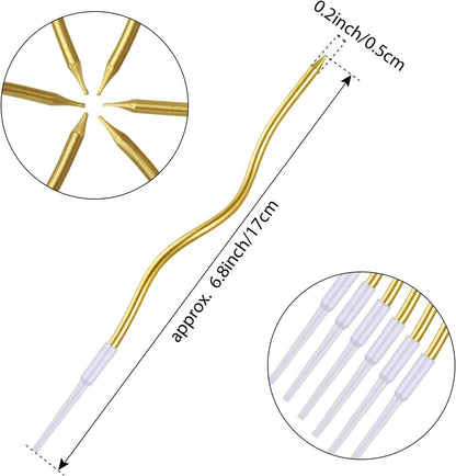 48 Pcs Swirl Birthday Candles with Holders Metallic, Metallic Gold4