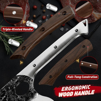 Butcher Knife Set, Serbian Chef Knife Set with Roll Bag Gift for Men5