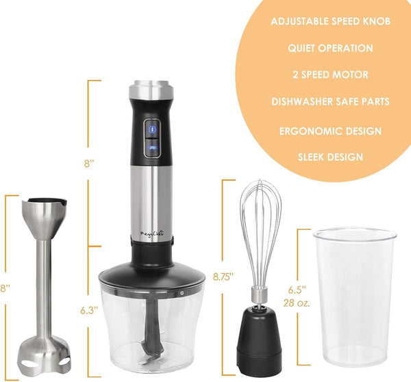 Megachef MC-158C 4 in 1 Multipurpose Immersion Hand Blender with Speed Control and Accessories, 4In1, Silver5