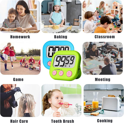 Classroom Timer for Kids Teachers 2 Pack Digital Timers Blue Green | Strong Magnetic, Large Screen, Big Button, Teacher Classroom Must Haves Kitchen Timers for Cooking Egg Exercise Study5