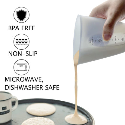 Silicone Measuring Cups, Blender, Liquid, Paint and Resin Mixing (16Oz & 8Oz), Squeeze, Pour Mixing Coffee, Making Cake, Cookies Baking, BPA Free. for Molds, Jewelry Making, Waxing, Easy to Clean6