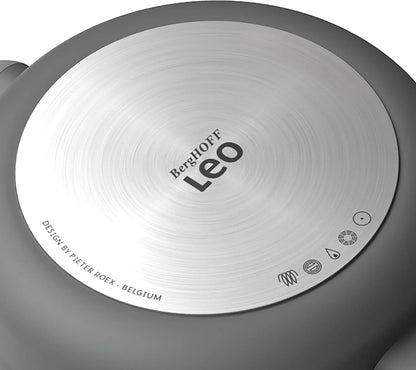 LEO Cast Aluminum Wok, 12.5 Inch 6.2 Qt Nonstick Stir Fry Pan | Induction Grey Wok with Silicone Rim Glass Lid, Stay Cool Handle, Easy Straining Drain Hole & Non Toxic Ferno Green Coating6