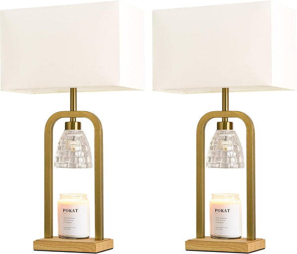 2 in 1 Gold Table Lamp with Candle Warmer, Timer & Dimmer, Modern9
