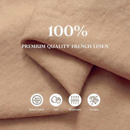 100% Pure French Linen Tablecloth(Beige, Square-55X55 Inch)3