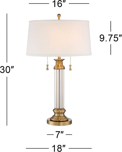 Rolland 30" Large Table Lamps Set of 2 Gold Brass Glass Antique4