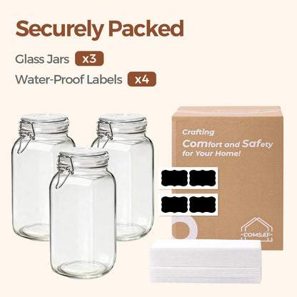 Large Square Glass Jars with Airtight Lids 78 Oz 3 Pack Wide Mouth8