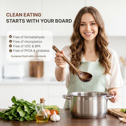 Koppen Dishwasher Safe Wooden Kitchen Utensils Set, 7 Pcs Acacia Wood Spoon Utensils for Nonstick Cookware, Resist Water Absorption & Crack, Long-Lasting, Non-Toxic for Cooking, Spatula, Ladle, Pasta8