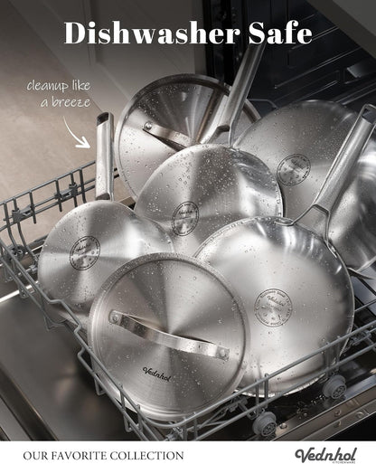 Stainless Steel Cookware Set, 8 Pcs Tir-Ply Pots and Pans Set, PFOA&PTFE Free, Dishwasher&Oven Safe, Kitchen Induction Compatible, Ollas De Acero Inoxidable Para Cocinar5