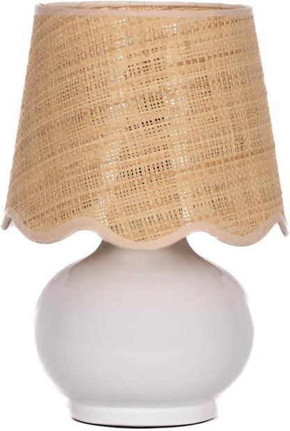 Benton Ceramic Table Lamp with Fabric Shade – 13" Bedside Accent Lamp for Bedroom, Living Room & Nightstand (White)1
