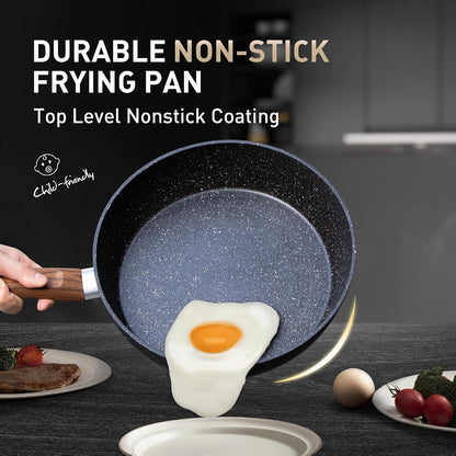 12 Piece Pots and Pans Set, Induction Kitchen Cookware Sets | Black Granite Nonstick Pans Set for Cooking, 100% PFOA & PFAS Free Non-Toxic, Easy to Clean3