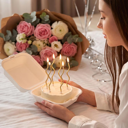 12-Count Gold Spiral Long Thin Metallic Birthday Candles, Cake Candles, Birthday Parties, Wedding Decorations, Party Candles.5