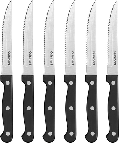 Knife Set, 6Pc Steak Knife Set with Steel Blades for Precise Cutting, Lightweight, Stainless Steel & Durable, C77TR-6PSK, Black1