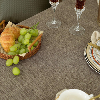 Solid Bordered Retro Tablecloths Classic Textured Table Clothes Linen Style Rustic Washable Tablecloth Rectangle/Oblong Table Cloth Cover,Kitchen Dinning Tabletop Decor,Flax 55X70 Inch5