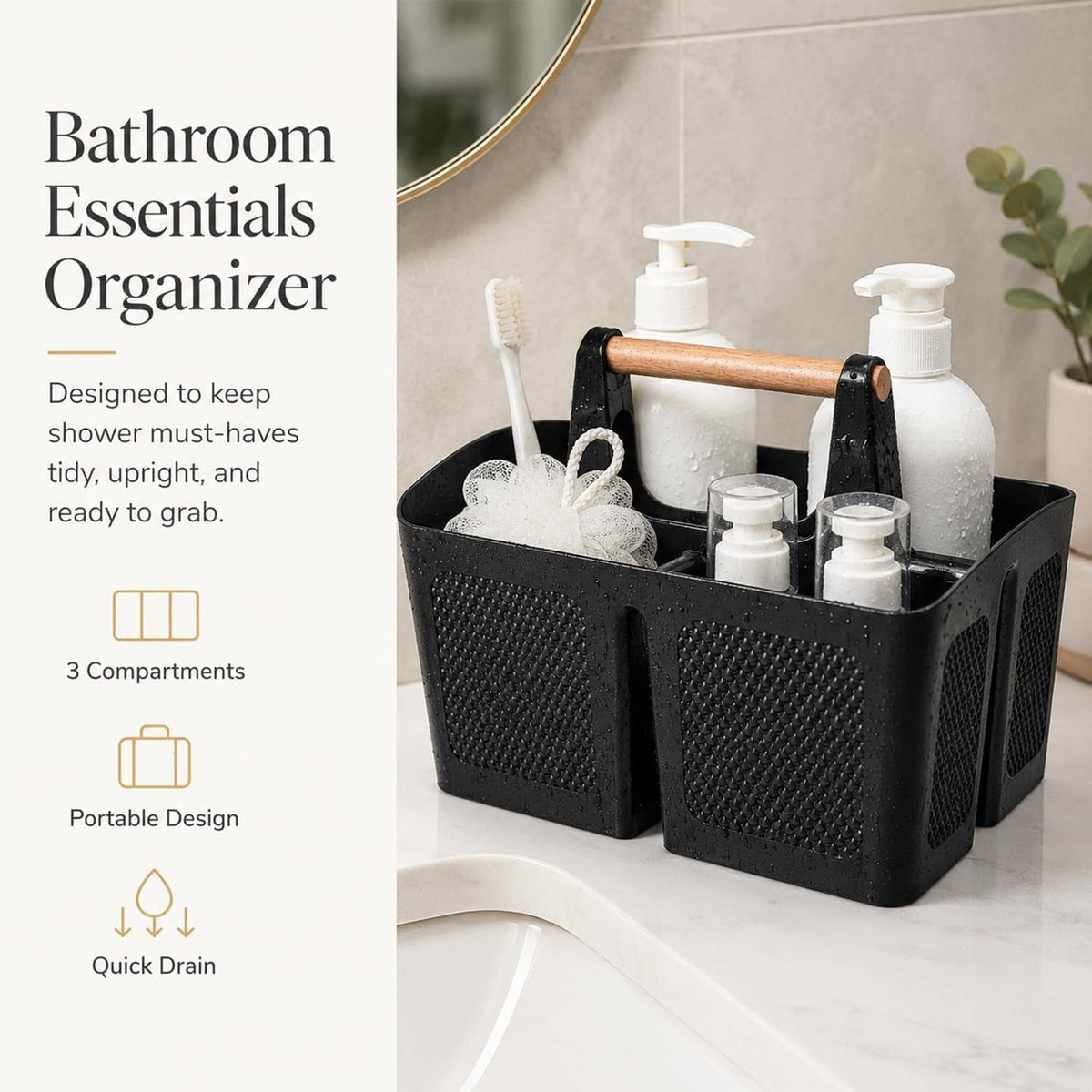 plastic-shower-caddy-with-wooden-handle-portable-3-compartment-bathroom-organizer-basket-with-drainage-holes-quick-dry-shower-basket-for-dorm-college-cleaning-supplies