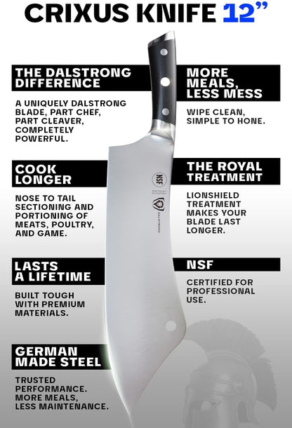 Crixus 12" Chef & Cleaver Hybrid - German Steel5
