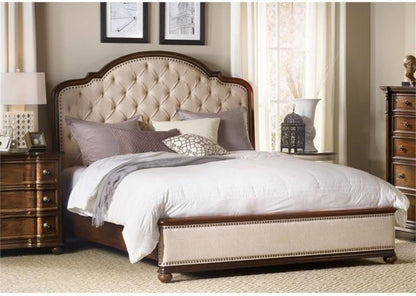Leesburg Upholstered Queen Bed with Wood Rails in Mahogany2