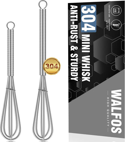 Mini Whisks Stainless Steel, Small Whisk 2 Pieces, 5In and 7In Tiny Whisk for Whisking, Beating, Blending Ingredients, Mixing Sauces1