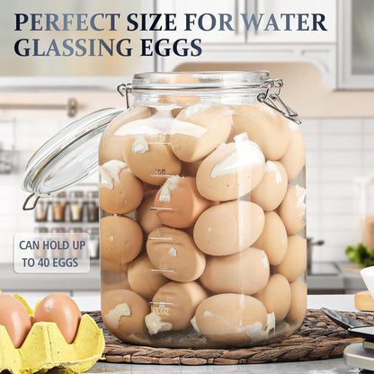 1 Gallon Glass Jar with Airtight Lid, 4.3" Wide Mouth Mason Jars | Bpa-Free, Leak-Proof Lid, Square, Large Glass Storage Containers with 2 Scale Mark for Canning, Pickled, Overnight Oats4
