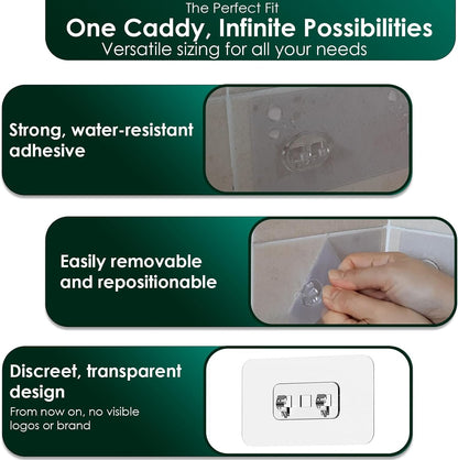 Shower Caddy Adhesive Replacement Stickers, Shower Organizer Adhesive Replacement Strips (Transparent - 6 Packs)3