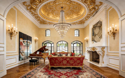 French Empire Crystal Chandelier 34" W Large High Ceiling Chandelier9