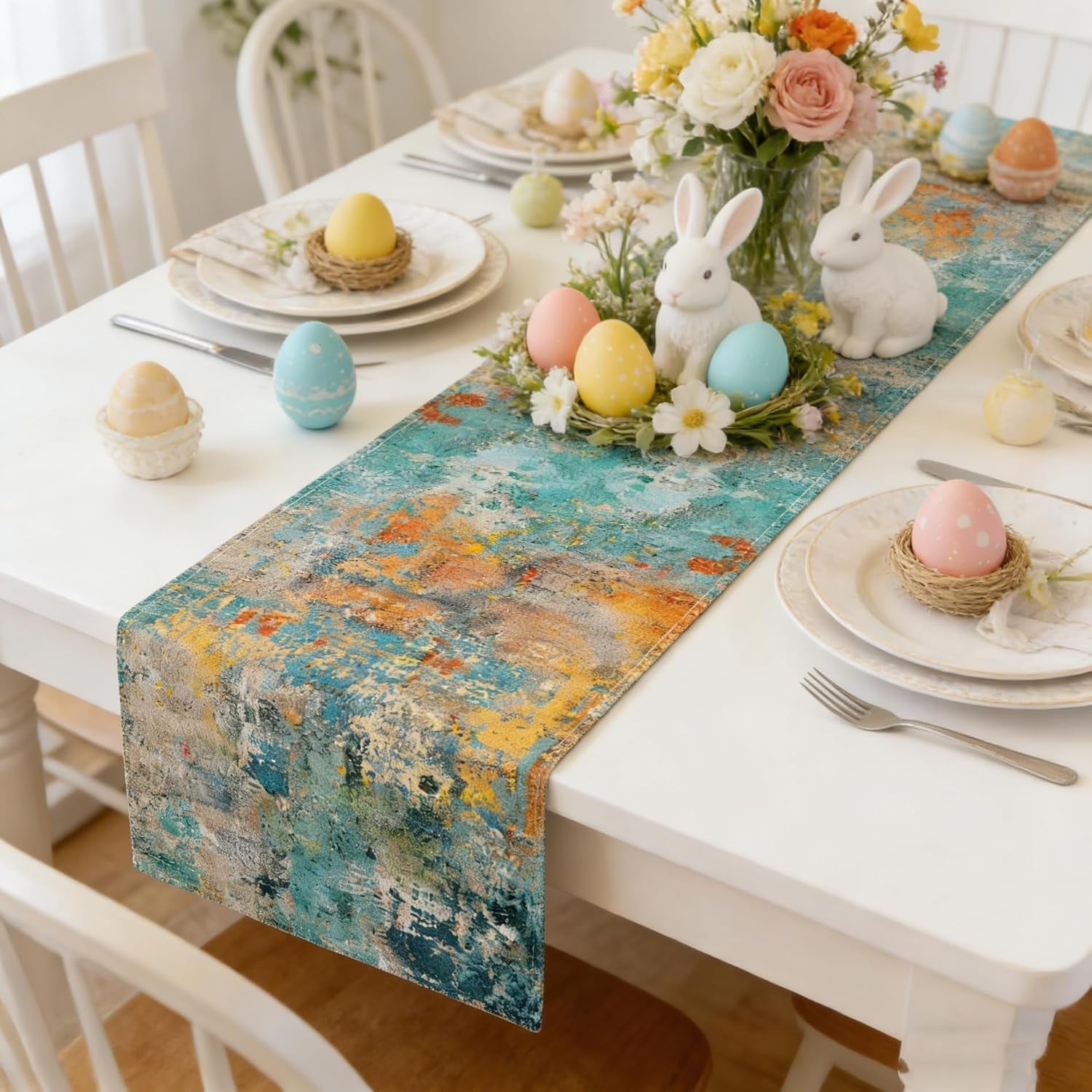 colorful-boho-table-runner-72-inches-long-teal