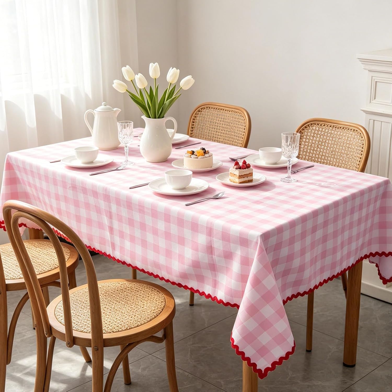 plaid-tablecloth-with-rick-rack-pink-gingham-scalloped-table-cloth-checkered-waterproof-rectangle-table-cover-for-spring-picnic-party-home-kitchen-decoration-55-x-70-inch
