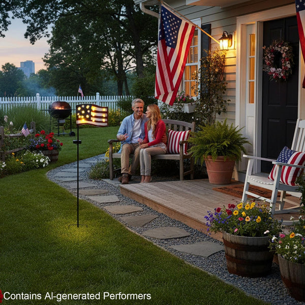 Garden Lights Solar Powered American Flag for Fourth of July Decorations7