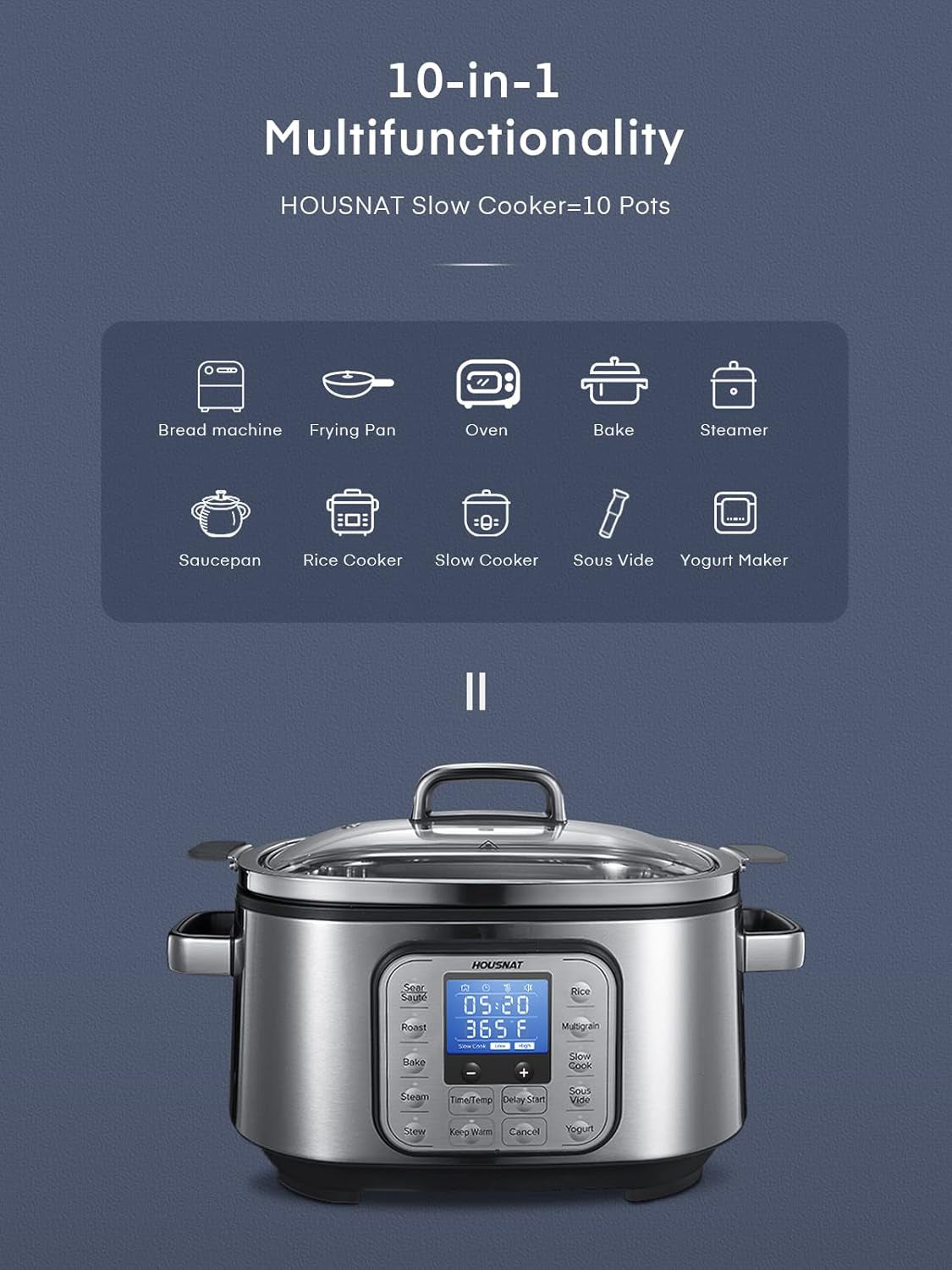 slow-cooker-6-quart-10-in-1-programmable-stainless-steel-pot-multi-cooker-with-rice-yogurt-saute-and-steam-functions-delay-start-and-adjustable-temperature