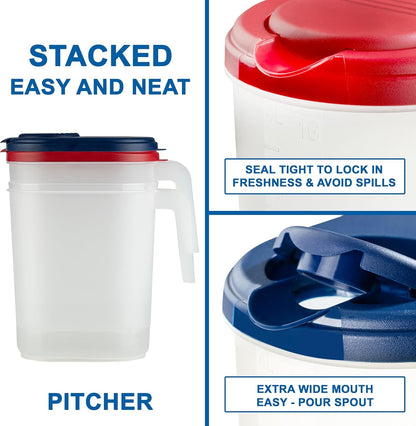 2-Pack 1 Gallon Water Pitchers with Lids, Slim Fridge Door Water Jugs | Flip-Top Spout Provides Smooth, Controlled Pouring, While Bpa-Free Plastic Ensures Safe Everyday Use6