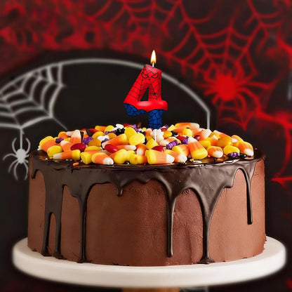 Spider Birthday Candles Number 4, Themed Cake Party Decoration3