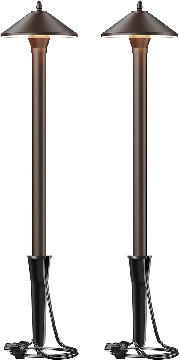 Malibu Low Voltage Pathway Lights, 10W Pro Style Halogen Landscape Lighting, 2Pack 2700K Warm White Path Light, 12V AC Bronze Outdoor Walkway Lights for Yard Garden 8308-91031